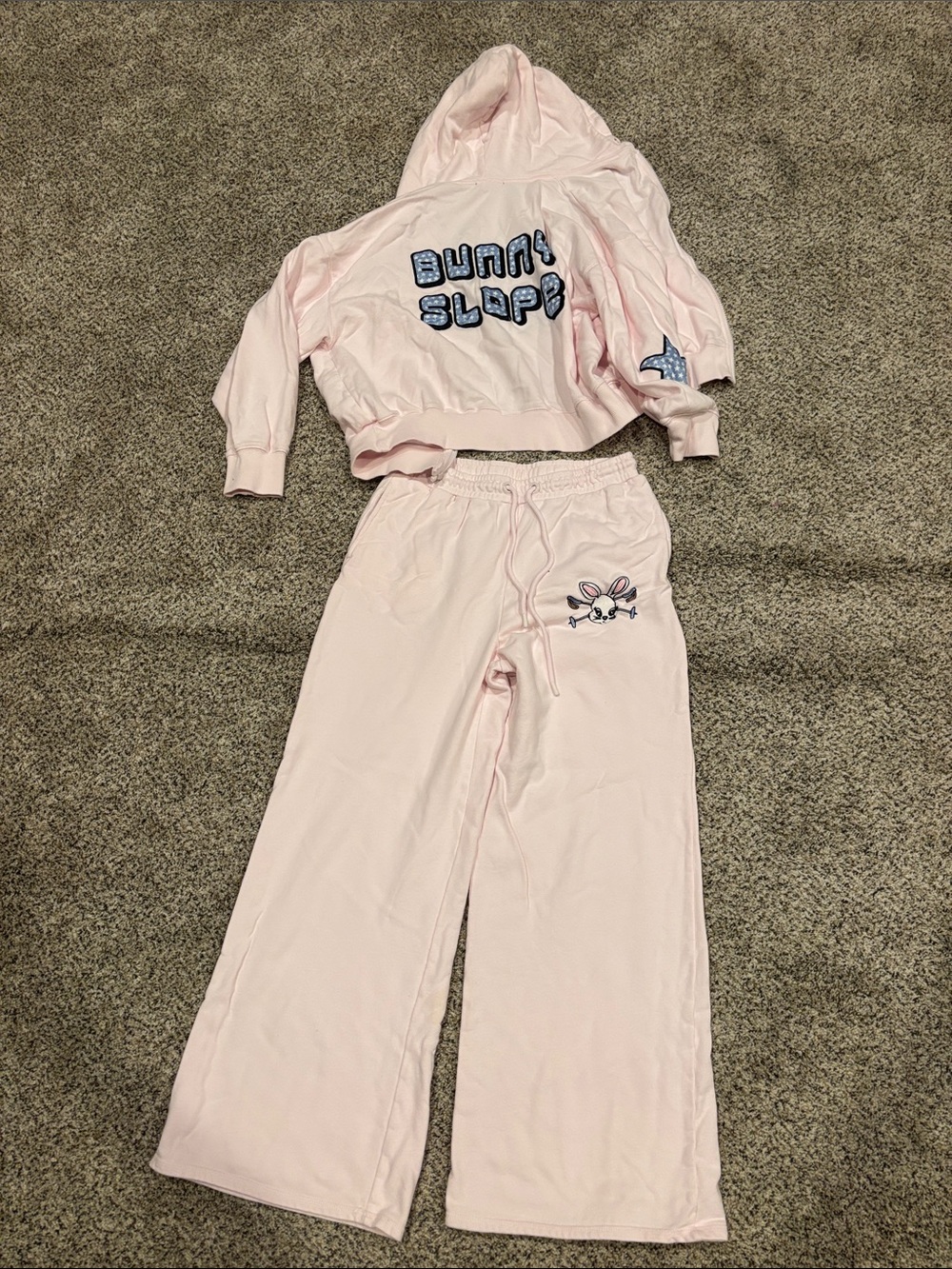 Forever 21 Light Pink Girls' Bunny Hooded Pajama Set